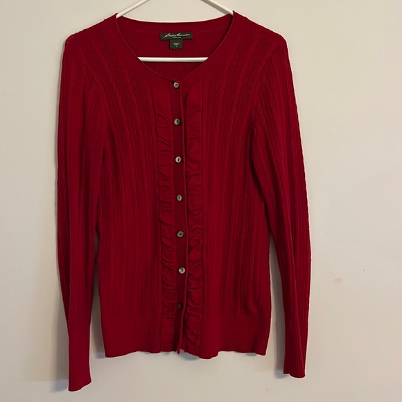 Eddie Bauer Sweaters - Eddie Bauer red button up cardigan size small.